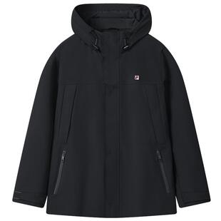 FILA 斐乐官方男梭织外套2025冬新款时尚休闲宽松连帽防泼水外套