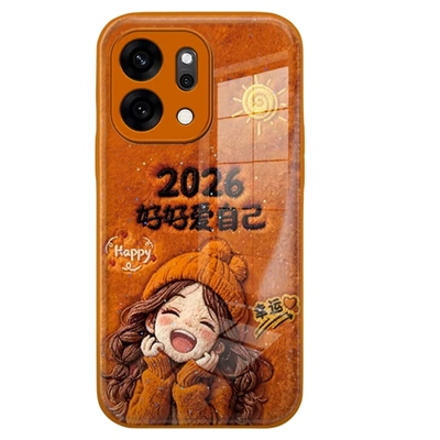 2026好好爱自己玻璃壳适用opporeno14pro手机壳新款高级感reno13/12/11轻奢小众爆款findx8防摔外壳x7保护套