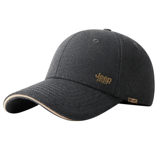 JEEP SPIRIT吉普羊毛呢棒球帽冬季加绒保暖大头围保暖鸭舌帽男士