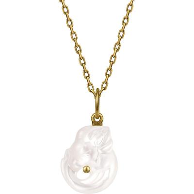 周大福龙年生肖黄金白贝吊坠