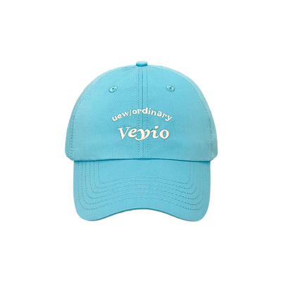 湖蓝色字母刺绣棒球帽女宽帽檐