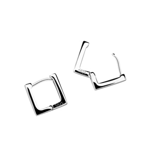 925纯银针几何方形耳钉女纯银耳圈简约小众耳环养耳2026新款耳饰