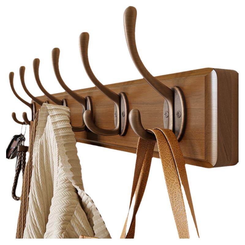墙上挂衣架壁挂免打孔实木衣帽架
