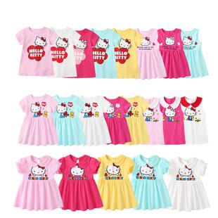 HelloKitty童装夏季棉可爱女童短袖连衣裙女宝卡通甜美童装连衣裙