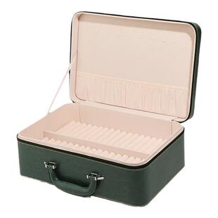 高档手镯收纳盒30位手镯盒玉器翡翠手提箱皮质展示箱玉镯子收纳箱