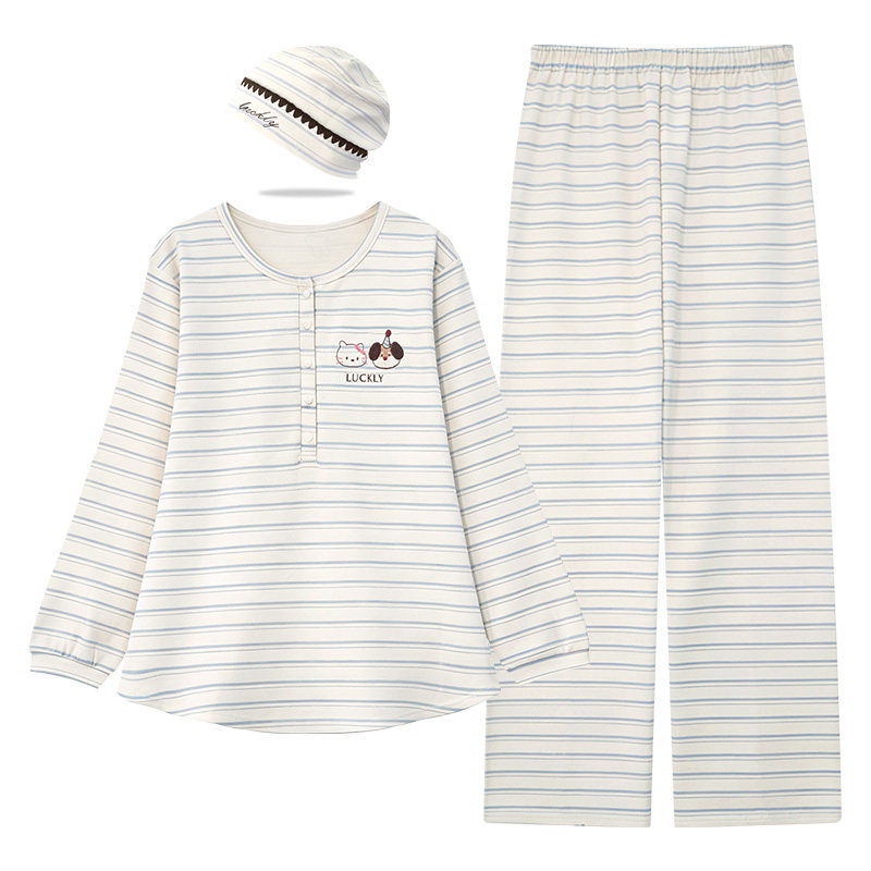 带胸垫-赠帽子纯棉月子服