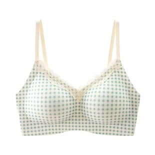 碎花蕾丝内衣女学生高中生有排扣小胸聚拢防下垂无钢圈少女文胸罩