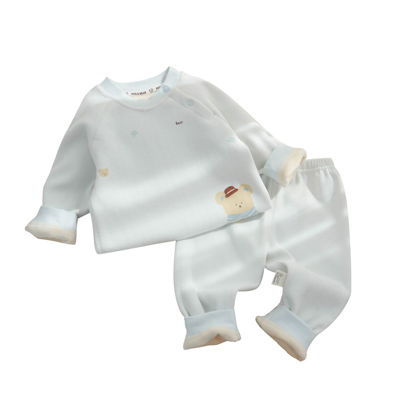 宝宝加绒分体套装冬季加厚秋冬季衣服内穿婴幼儿保暖衣内衣两件套