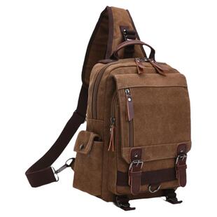 男士胸包大容量单肩斜挎包多功能双肩包复古帆布通勤电脑双肩背包