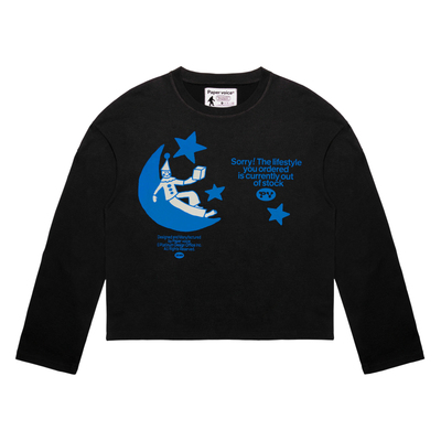 boxy短款版型长袖印花T恤美式