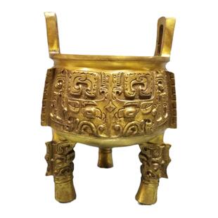 纯铜香炉铜鼎聚财方鼎镇宅宝鼎摆设兽纹三足鼎圆兽鼎工艺品摆件
