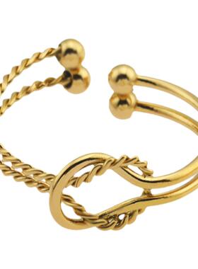 欧美经典麻花扭结开口独特戒指