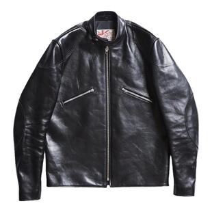 Addict AD-05日产英式机车皮衣复古直拉立领修身夹克外套植鞣马皮