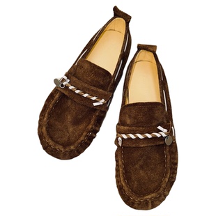 LABERTHREE26春季新品春日野径缝线乐福鞋复古巴洛克撞色平底女鞋