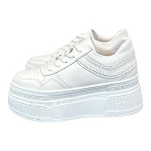 真皮加厚绒内增高8-10公分小白鞋2025新款秋冬小个子松糕厚底女鞋