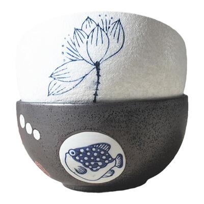 艺心手绘日式汤碗6寸乌东水果碗