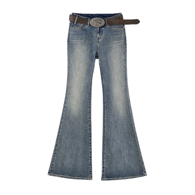 MISSCOCOON可可尼低腰喇叭裤女2025冬新款美式复古显腿长棉牛仔裤