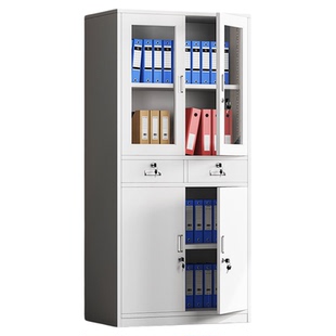 奈高二斗铁柜办公室铁皮玻璃财务室档案文件资料带锁储物收纳柜