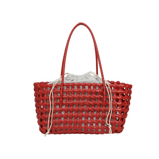 韩国设计师款镂空编织包度假菜篮子包沙滩购物腋下单肩背包女包