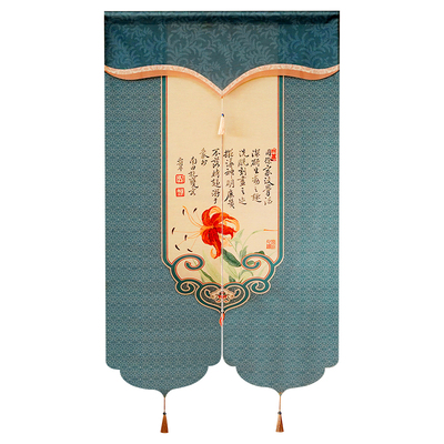 中式门帘布艺半帘卧室厨房卫生间