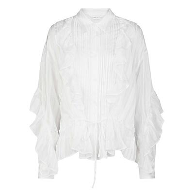 sdeer文艺荷叶边收腰两件套衬衫