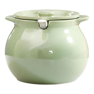 猪油罐家用陶瓷带盖带把手耐高温油泼辣子专用大号辣椒油调料罐子