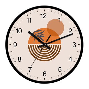 侘寂风客厅钟表挂墙家用简约线条卧室钟北欧复古奶油风背景墙挂钟