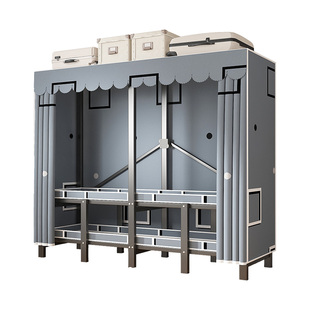 衣柜家用卧室免安装折叠简易布衣柜出租房用全钢架结实耐用衣橱