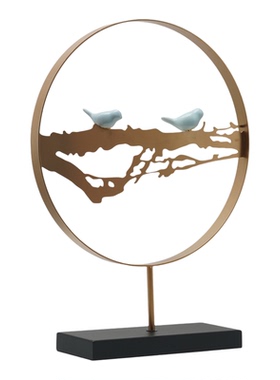 新中式铁艺陶瓷小鸟招财摆件