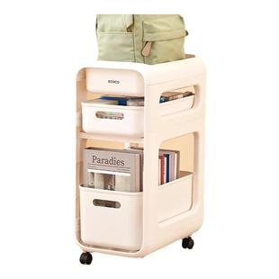 意可可书包置物架可移动小推车课本收纳架家用多层书桌学生滑轮柜