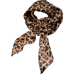 美式豹纹丝巾玫瑰花朵千禧风辣妹领巾y2k美式发带丝带长条ins多用