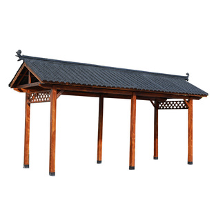 别墅一楼小院装饰防腐木凉亭长廊户外庭院遮阳棚室外花园组装雨棚