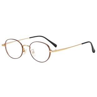 超轻钛椭圆框金丝眼镜框高度近视眼镜可配度数女气质银边小框小脸