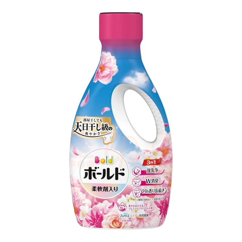 宝洁P&G 香港进口BOLD洗衣液高级花香型含柔顺剂机洗680G粉色瓶装