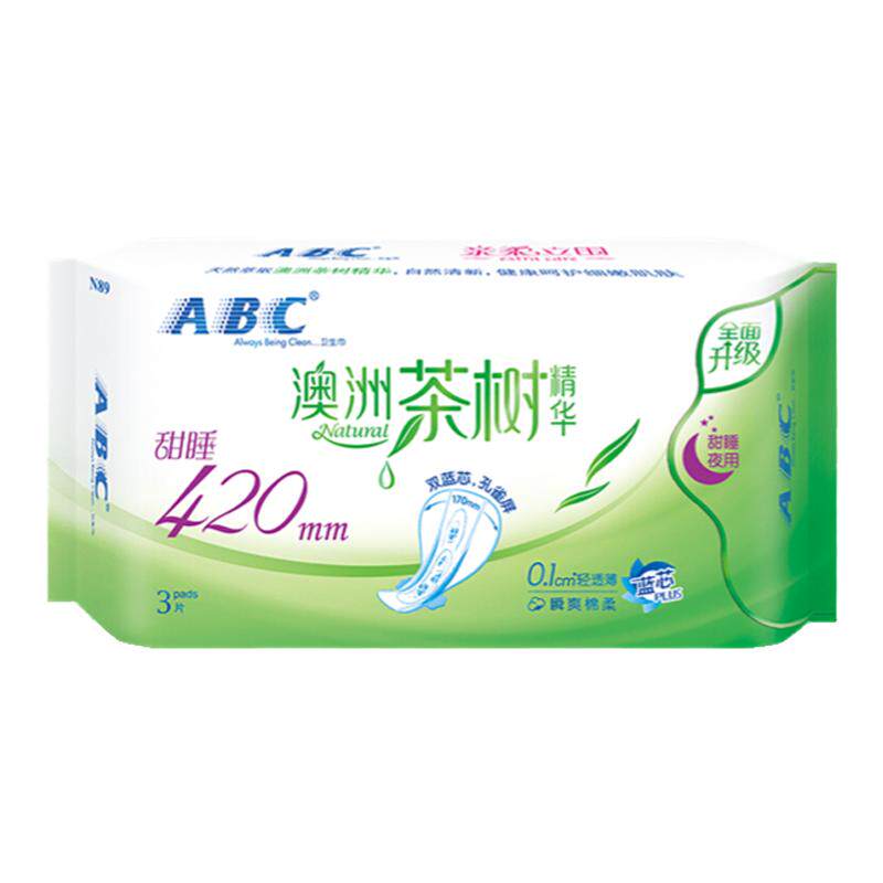 ABC茶树420mm8包卫生巾抑菌防味