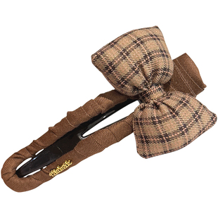 复古气质格纹蝴蝶结抓夹横夹发夹女后脑勺一字夹半扎发鸭嘴夹发饰