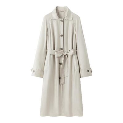 高奢6A级18姆米真丝风衣外套女