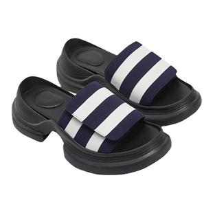 【deepmoss】复古时尚潮流女修饰腿型外穿沙滩鞋居家厚底拖鞋凉拖