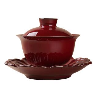 绫兮故宫红三才盖碗敬茶杯红色盖碗泡茶碗中式茶具礼物礼盒伴手礼