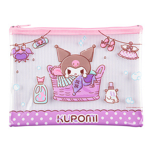 正版三丽鸥A4文件袋库洛米防水拉链袋pvc透明美乐蒂可爱卡通试卷袋小学生科目分类袋文具收纳袋A5网格票据袋