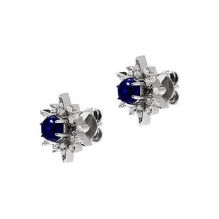 阿玛尼耳钉女 夜空蓝星月系列满天星纯银首饰生日礼物送女友