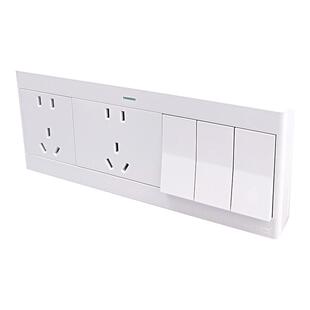 明装插座启光系列三开十孔开关面板16A大功率3开单/双5孔插座明盒