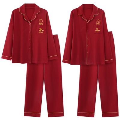 浪莎棉质情侣睡衣秋冬季长袖长裤