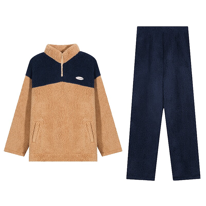 秋鹿珊瑚绒睡衣男款冬季羊羔绒长袖长裤卫衣居家服男休闲保暖棉衣