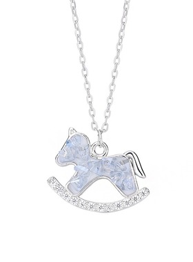 S999纯银冰屿摇摇马项链女轻奢