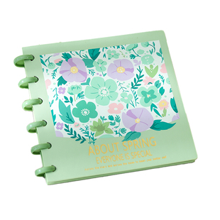 双层厚皮柔软皮面蘑菇扣活页本可拆卸替芯不硌手蘑菇孔小清新摘抄手帐日记本横线空白高档高颜值正方形手账本