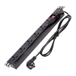 19英寸机柜专用PDU电源插座1U高6位8孔插排10A带开关过载防雷16A