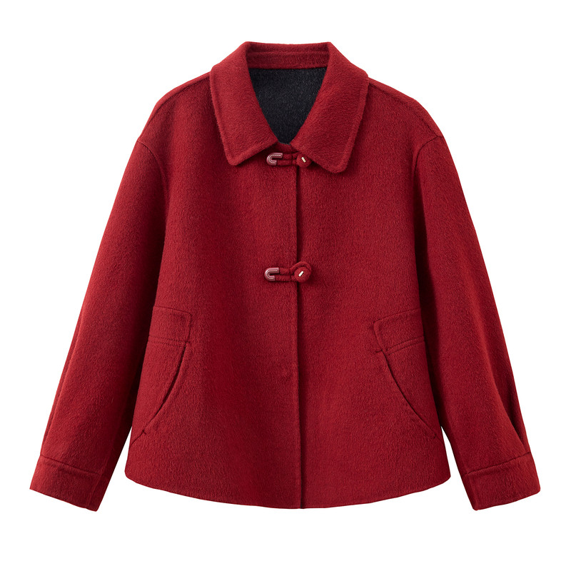 10月喜妈妈婚宴礼服羊绒短款大衣