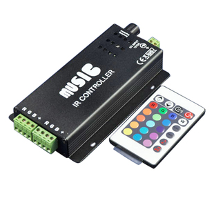 LED音乐控制器12V七彩RGB灯带KTV音频节奏声控车载氛围彩灯控制器