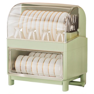 碗筷收纳盒双层沥水碗架家用厨房放碗盘置物箱大容量带盖餐具碗柜